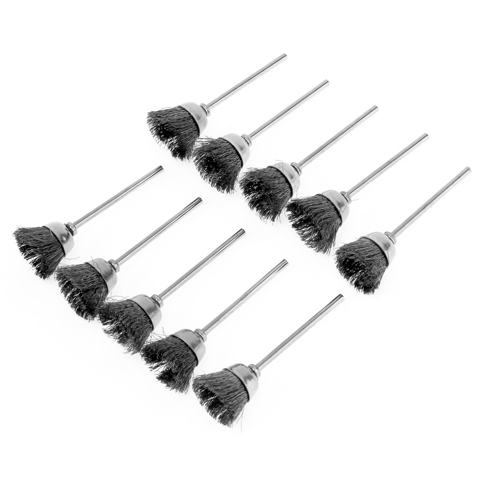 10pcs η ƿ 8mm ̾ BrushBowl  Ӹ 2.35mm ũ  帱  ݼ û ׼/10pcs Stainless Steel 8mm Wire BrushBowl-shape Head and 2.35mm Shank Tools